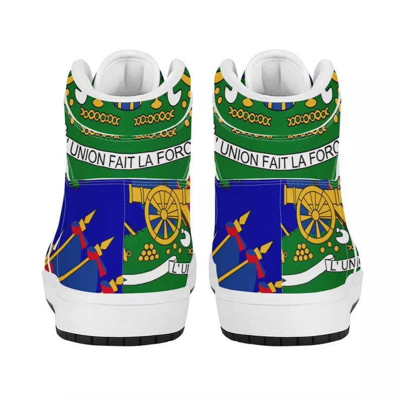 TMMG Haitian Flag High Top Leather Sneakers
