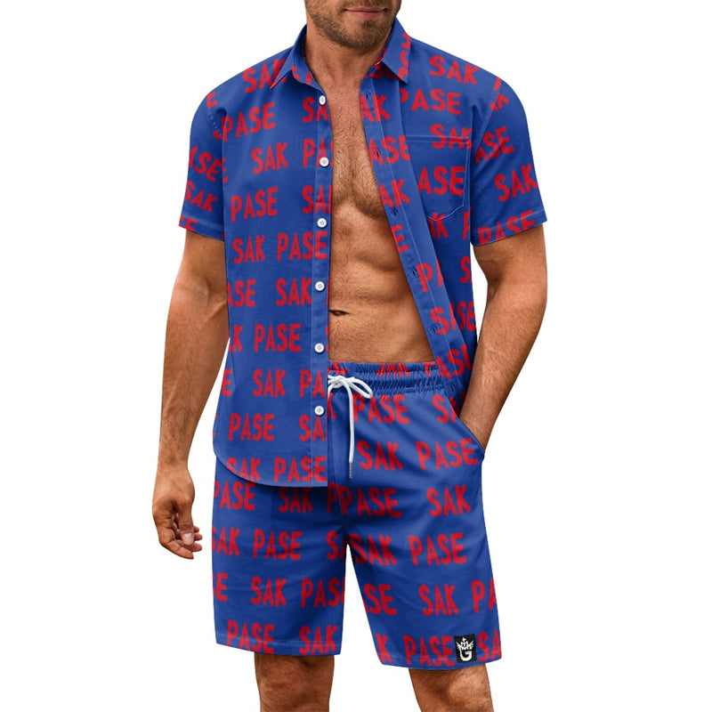 TMMG BLUE AND RED SAK PASE MENS CABANA SET
