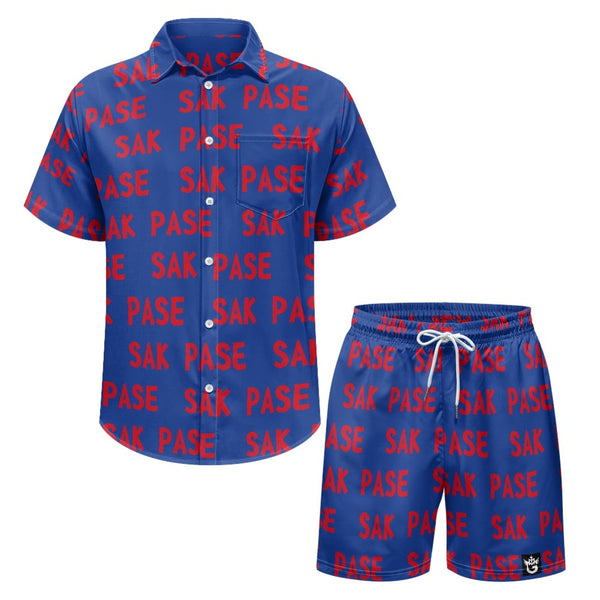 TMMG BLUE AND RED SAK PASE MENS CABANA SET
