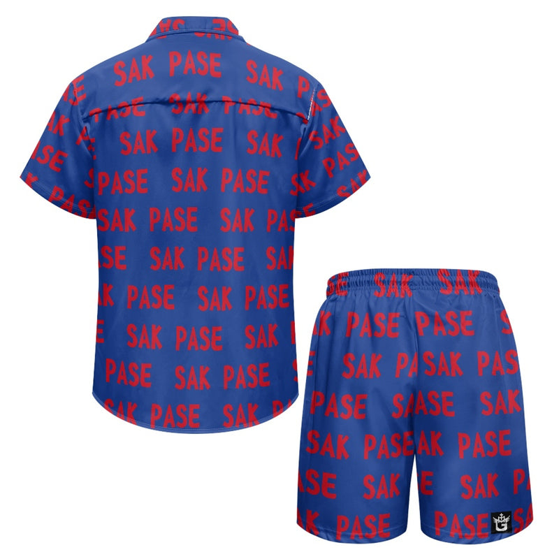 TMMG BLUE AND RED SAK PASE MENS CABANA SET