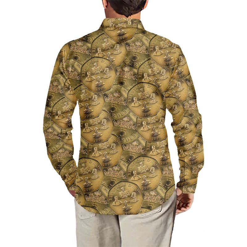TMMG HAITI HAITIAN MONEY ADOKEN CINQ GOURDES DRESS SHIRT