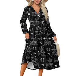 TMMG Haiti Voodoo Bawon Samedi Midi Dress | V-Neck Elegance