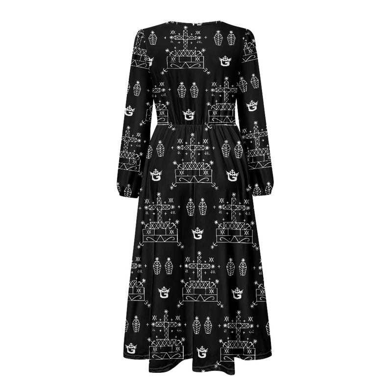 TMMG Haiti Voodoo Bawon Samedi Midi Dress | V-Neck Elegance