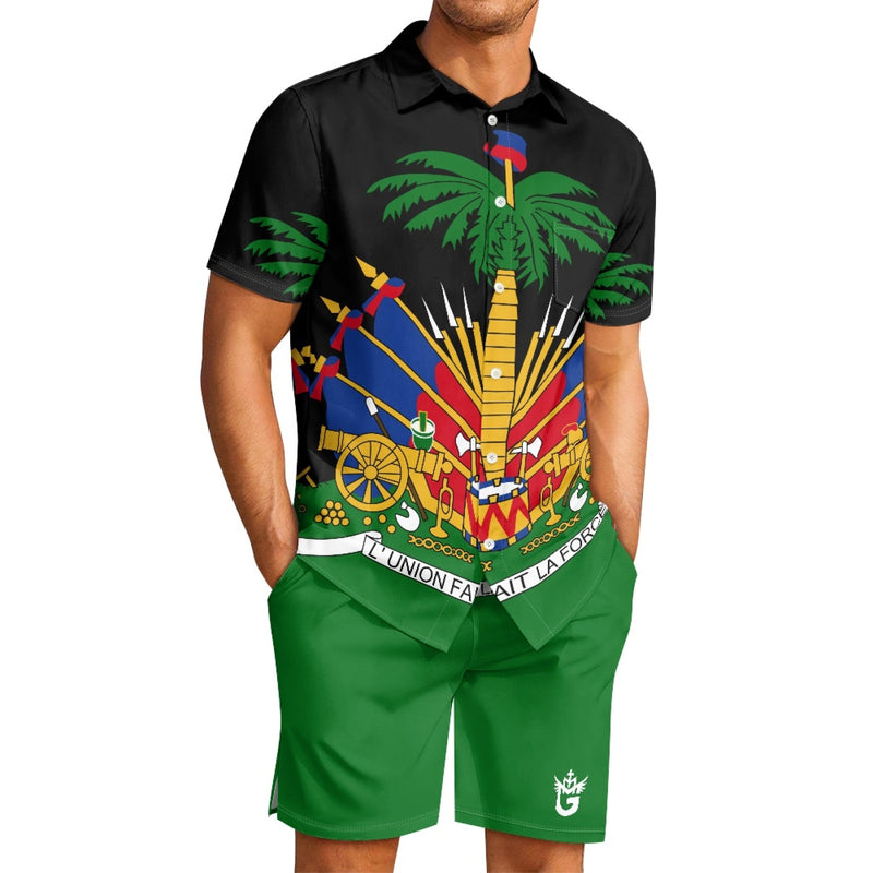 TMMG HAITI HAITIAN FLAG BLACK CABANA MEN'S SET