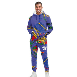 TMMG HAITI BLUE HAITIAN FLAG CHOUBLAK FLOWER HOODIE AND JOGGERS SET