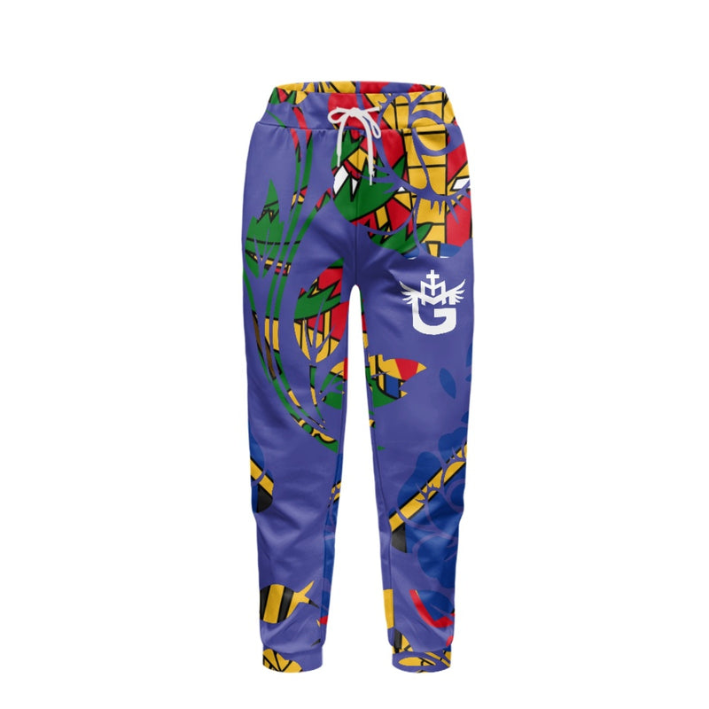 TMMG HAITI BLUE HAITIAN FLAG CHOUBLAK FLOWER HOODIE AND JOGGERS SET