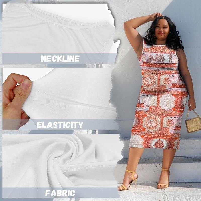 TMMG HAITI CINQ GOURDES Women's sleeveless plus size dress