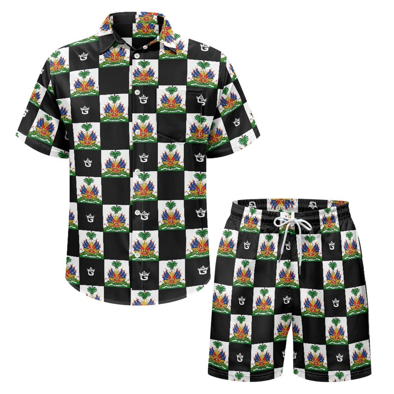 TMMG HAITI EMBLEM CHECKERS CABANA MEN'S SET