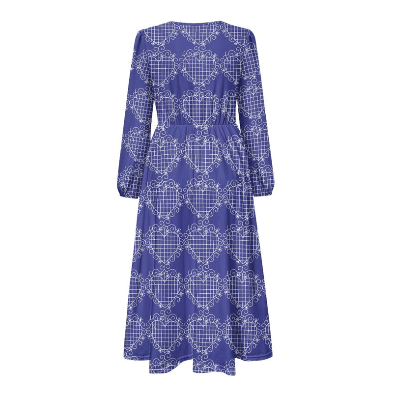 TMMG HAITI VOODOO EZILI DANTOR V Neck Long Sleeve Tie Waist Midi Dress
