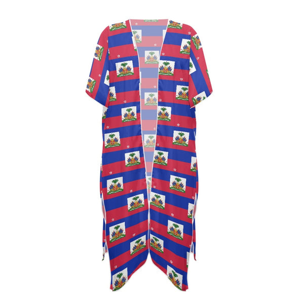 TMMG HAITI FLAG PLAID BEACH COVER UP