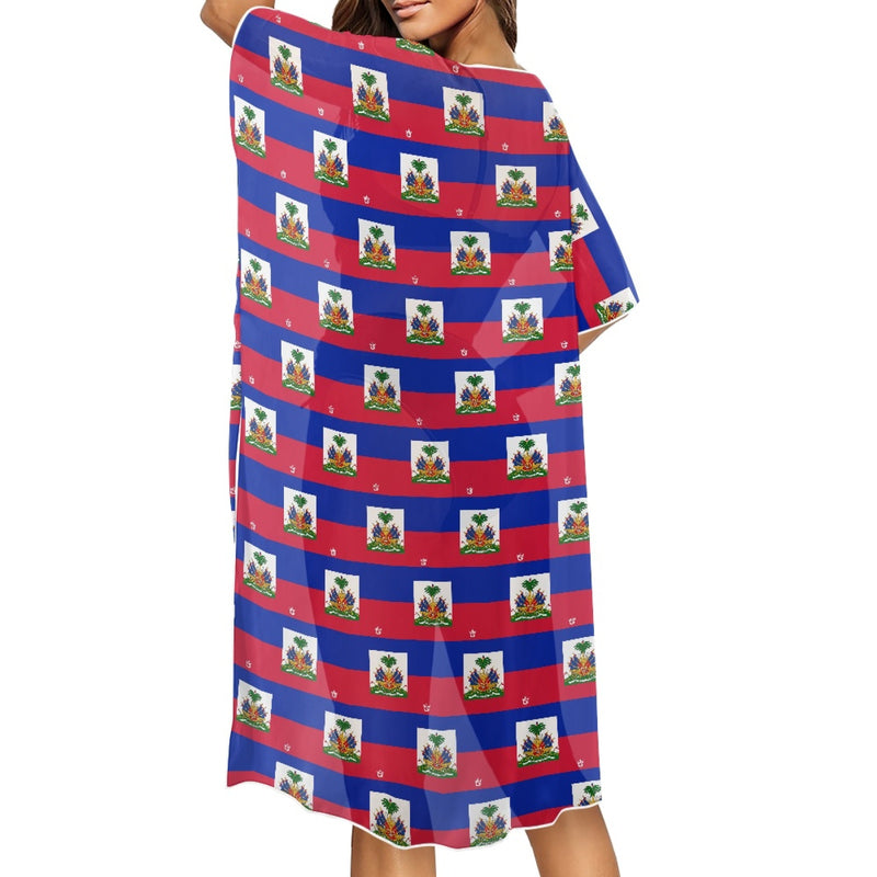 TMMG HAITI FLAG PLAID BEACH COVER UP