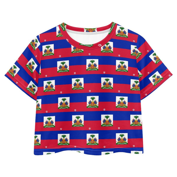 TMMG HAITI FLAG PLAID CROP TOP