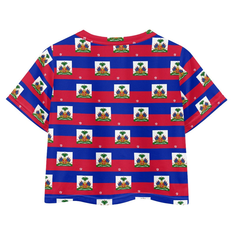 TMMG HAITI FLAG PLAID CROP TOP