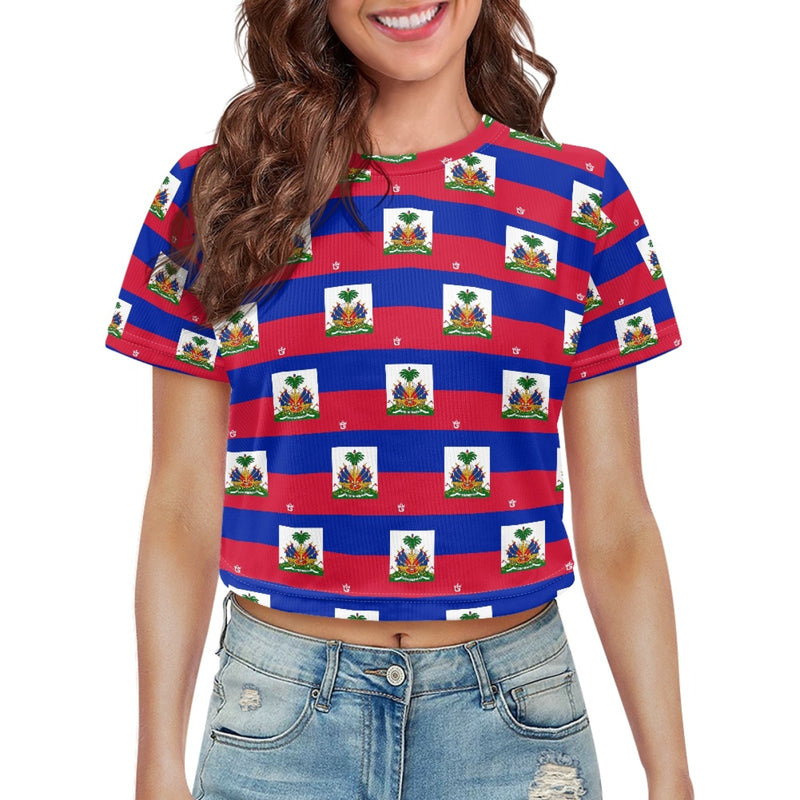 TMMG HAITI FLAG PLAID CROP TOP
