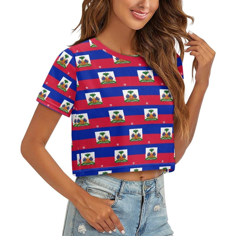 TMMG HAITI FLAG PLAID CROP TOP