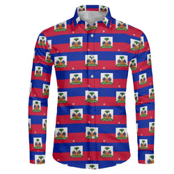 TMMG HAITI FLAG PLAID DRESS SHIRT