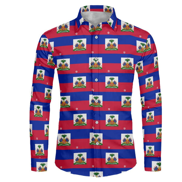TMMG HAITI FLAG PLAID DRESS SHIRT