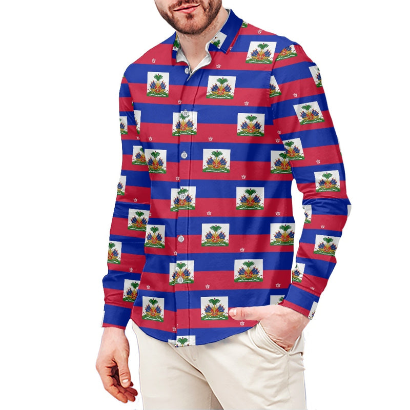 TMMG HAITI FLAG PLAID DRESS SHIRT