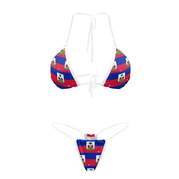 TMMG HAITI FLAG PLAID TRANSPARENT STRING BIKINI