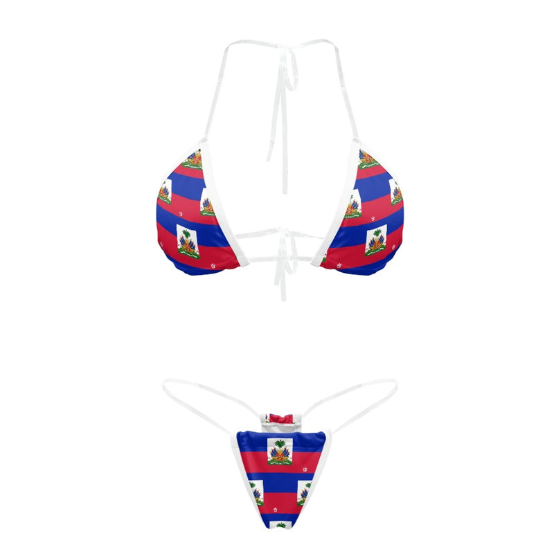 TMMG HAITI FLAG PLAID TRANSPARENT STRING BIKINI
