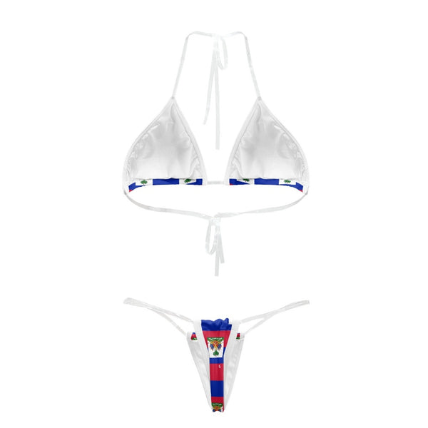 TMMG HAITI FLAG PLAID TRANSPARENT STRING BIKINI
