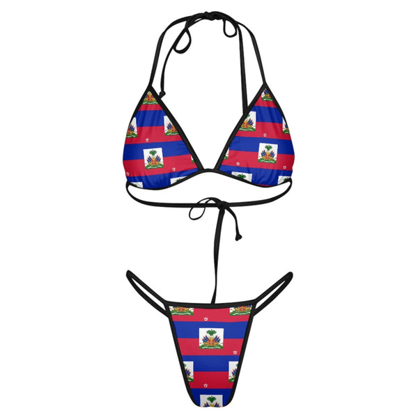 TMMG HAITI FLAG PLAID TRIANGLE BIKINI