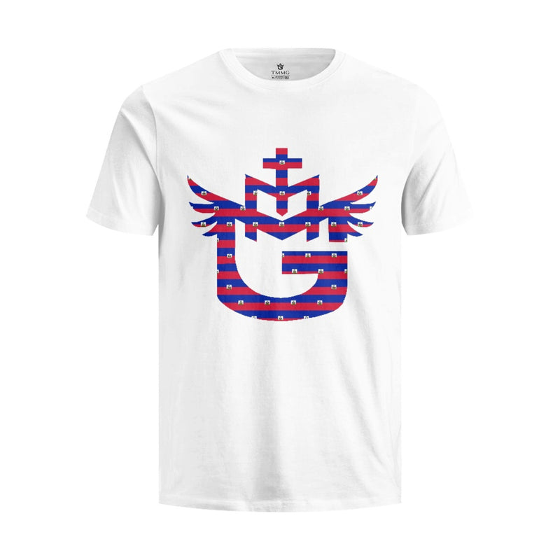 TMMG LOGO Haiti Flag Print All Over Collection Pure Cotton White T-Shirt