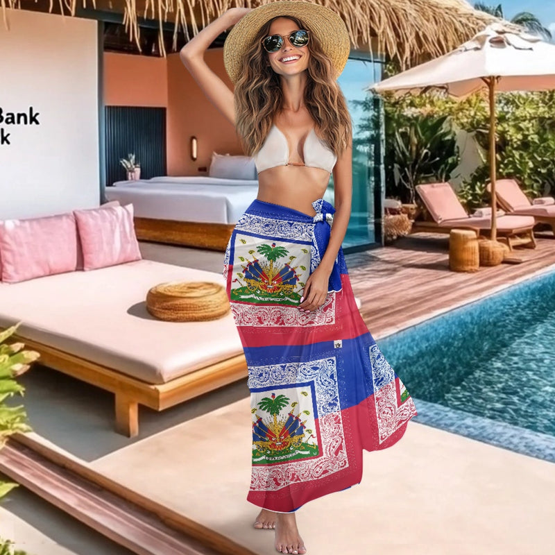 TMMG HAITI HAITIAN FLAG BANDANA Bikini cover-up beach bathing suit cover-up