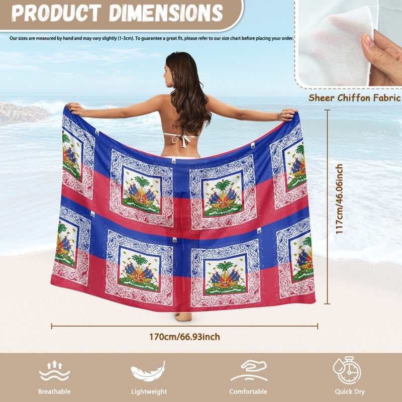 TMMG HAITI HAITIAN FLAG BANDANA Bikini cover-up beach bathing suit cover-up
