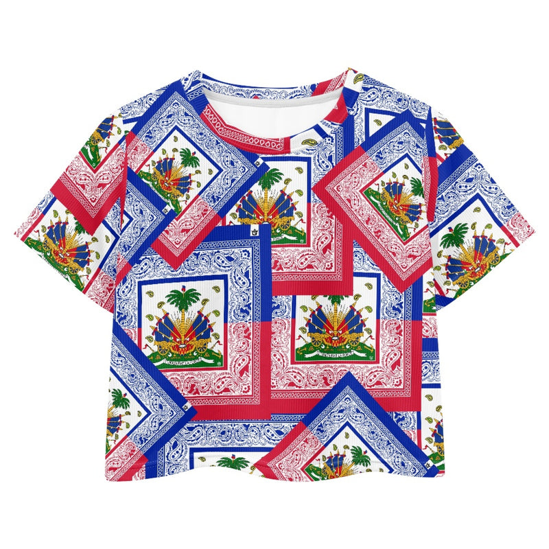 TMMG HAITI HAITIAN FLAG BANDANA CROP TOP