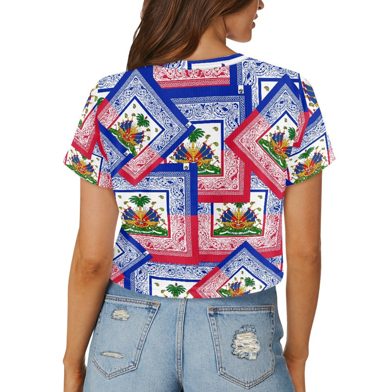 TMMG HAITI HAITIAN FLAG BANDANA CROP TOP