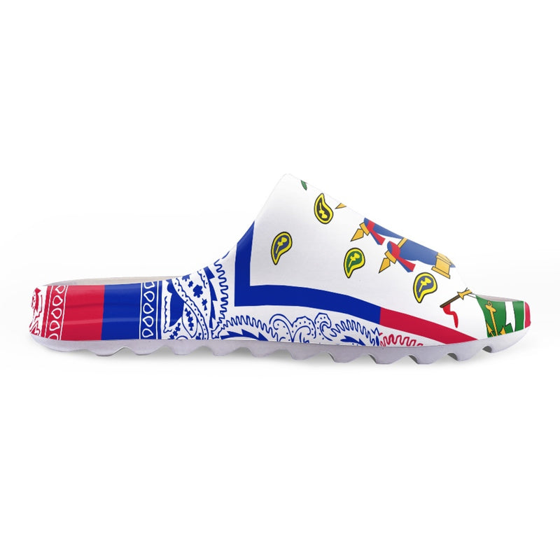 TMMG HAITI HAITIAN FLAG BANDANA Fashion Slides Sandals