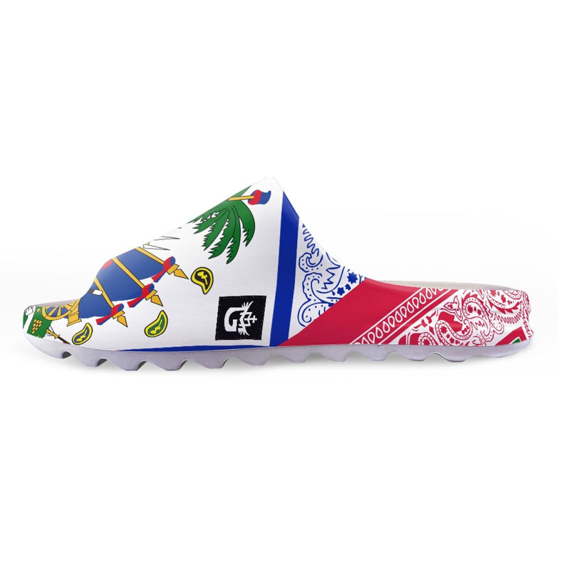 TMMG HAITI HAITIAN FLAG BANDANA Fashion Slides Sandals
