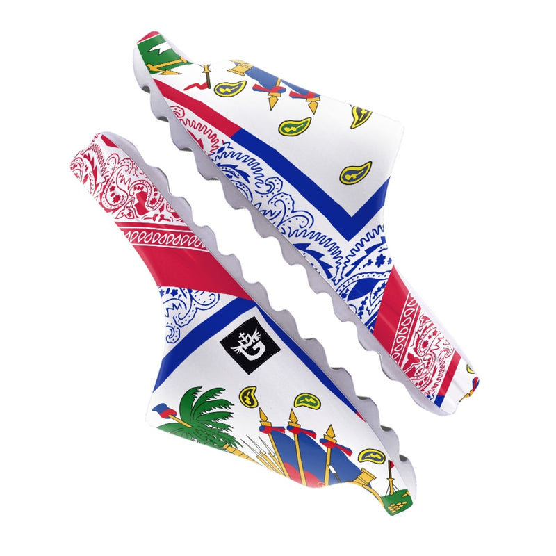 TMMG HAITI HAITIAN FLAG BANDANA Fashion Slides Sandals