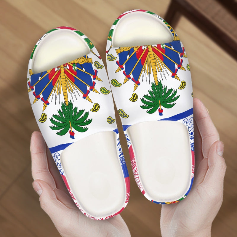 TMMG HAITI HAITIAN FLAG BANDANA Fashion Slides Sandals
