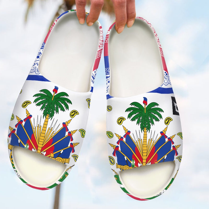 TMMG HAITI HAITIAN FLAG BANDANA Fashion Slides Sandals