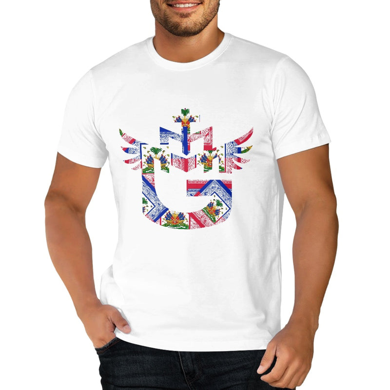 TMMG LOGO Haiti Flag Bandana Print Collection Pure Cotton White T-Shirt