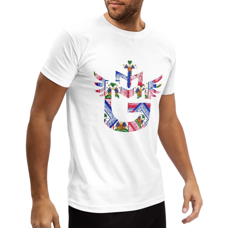 TMMG LOGO Haiti Flag Bandana Print Collection Pure Cotton White T-Shirt