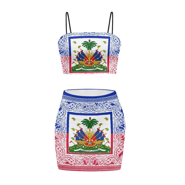 TMMG HAITI HAITIAN FLAG BANDANA TOP SKIRT SUIT