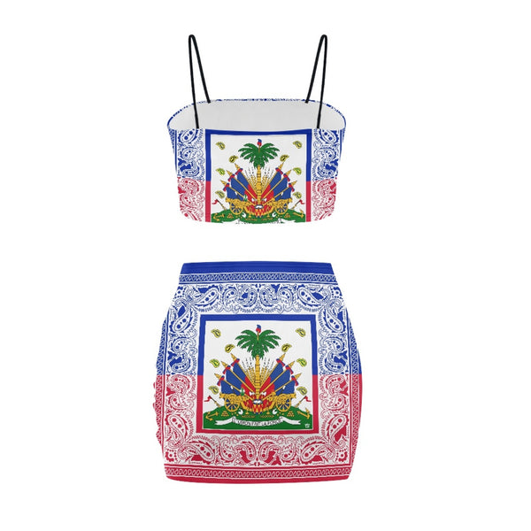 TMMG HAITI HAITIAN FLAG BANDANA TOP SKIRT SUIT