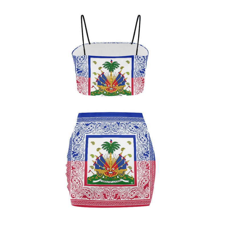 TMMG HAITI HAITIAN FLAG BANDANA TOP SKIRT SUIT