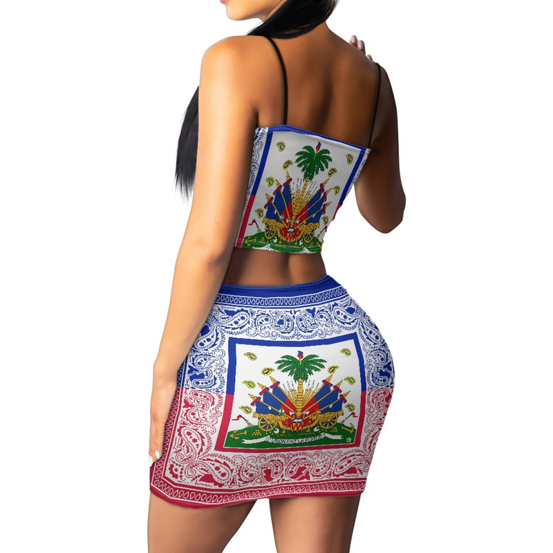 TMMG HAITI HAITIAN FLAG BANDANA TOP SKIRT SUIT