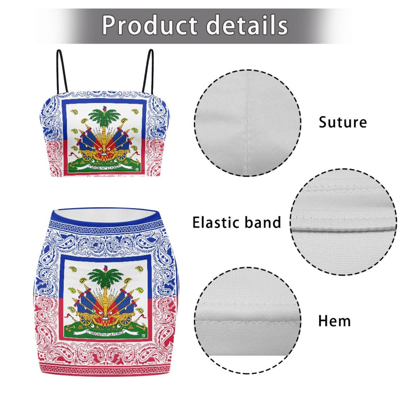 TMMG HAITI HAITIAN FLAG BANDANA TOP SKIRT SUIT