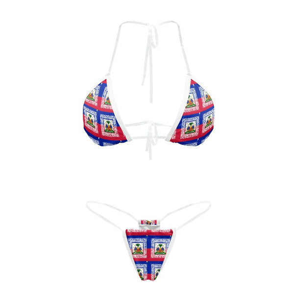TMMG HAITI HAITIAN FLAG BANDANA Transparent string bikini
