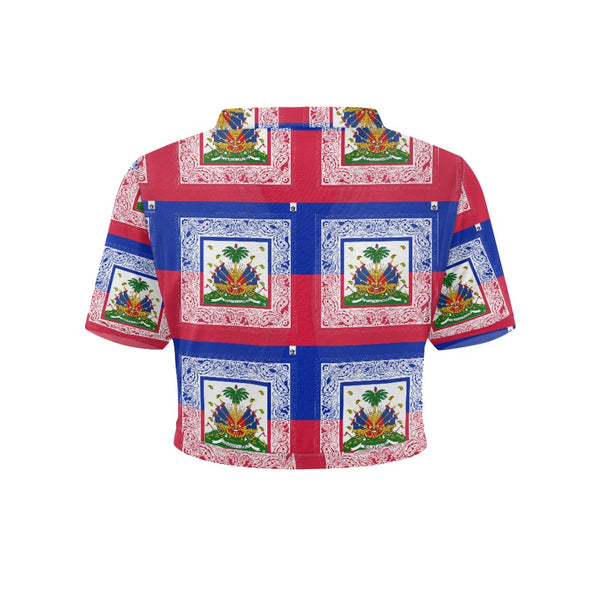 TMMG HAITI HAITIAN FLAG BANDANA Women's Short Mini Cardigan