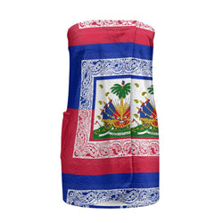 TMMG HAITI HAITIAN FLAG BANDANA Women's Velcro Bath Towel with Pocket