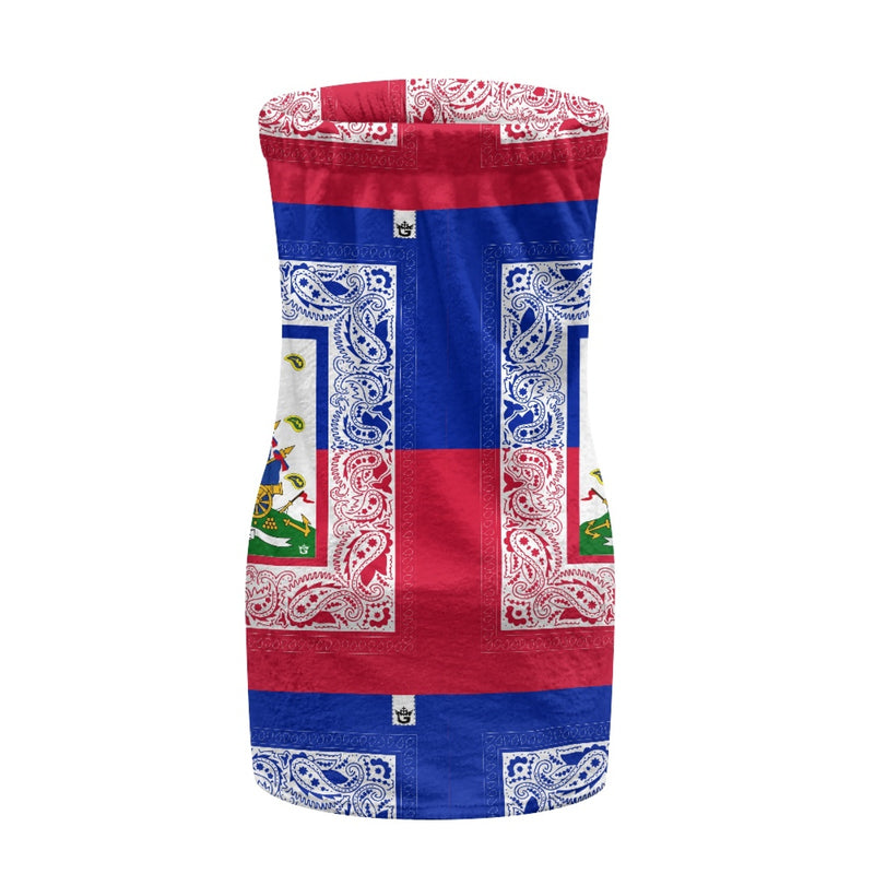 TMMG HAITI HAITIAN FLAG BANDANA Women's Velcro Bath Towel with Pocket