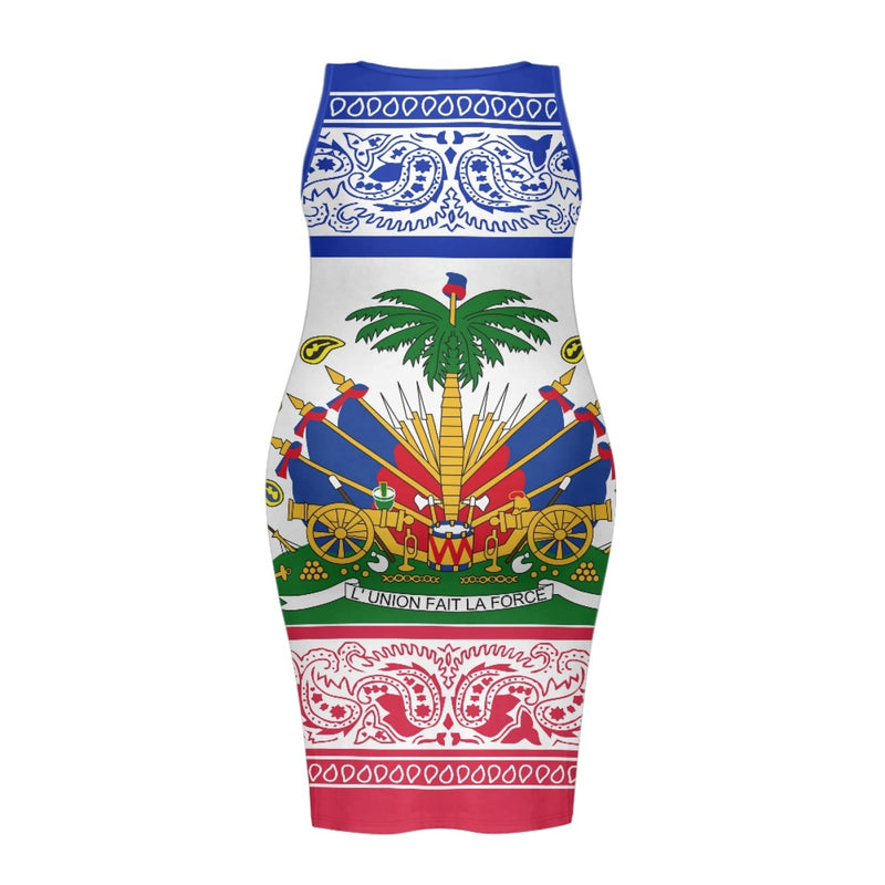 TMMG HAITI HAITIAN FLAG BANDANA Women's sleeveless plus size dress