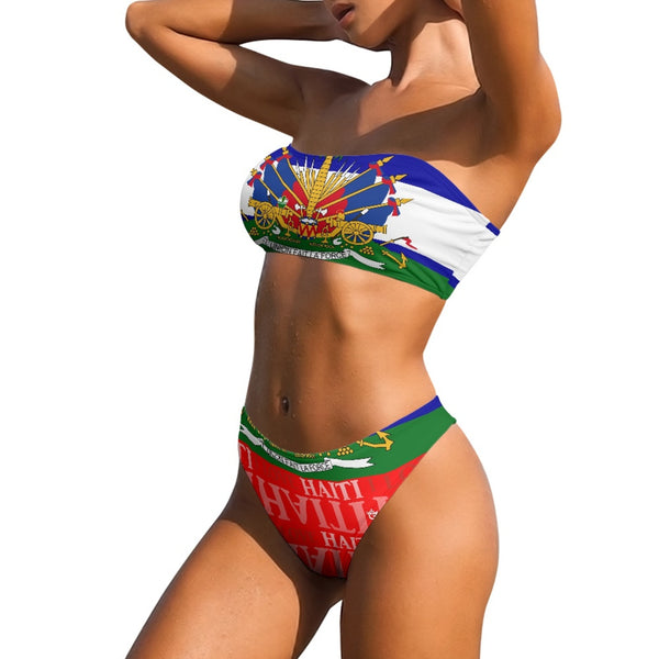 TMMG HAITI HAITIAN FLAG BANDEAU BIKINI