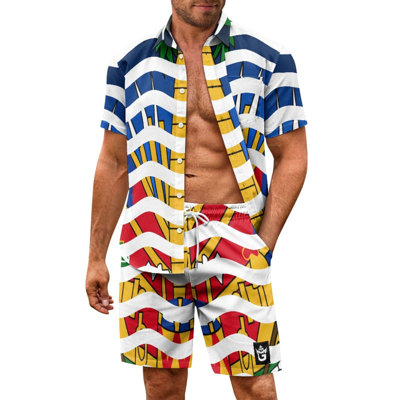 TMMG HAITI HAITIAN FLAG BIG WAVE CABANA SET